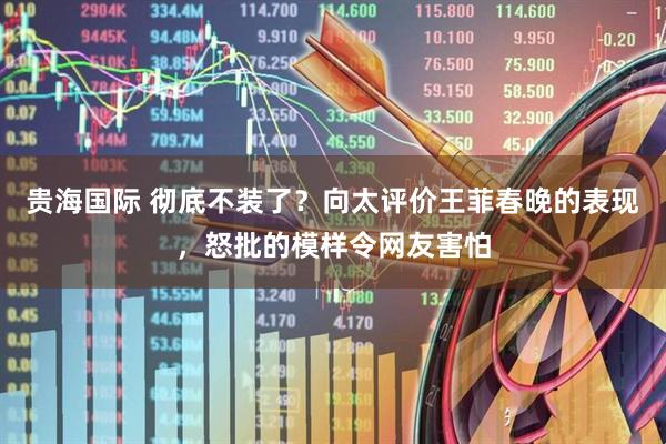 贵海国际 彻底不装了？向太评价王菲春晚的表现，怒批的模样令网友害怕