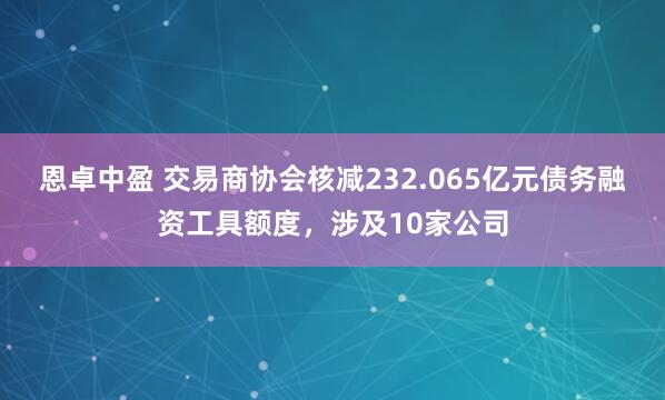 恩卓中盈 交易商协会核减232.065亿元债务融资工具额度，涉及10家公司