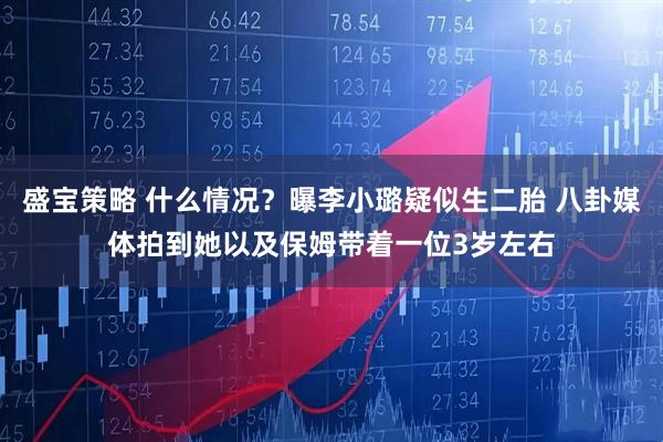 盛宝策略 什么情况？曝李小璐疑似生二胎 八卦媒体拍到她以及保姆带着一位3岁左右