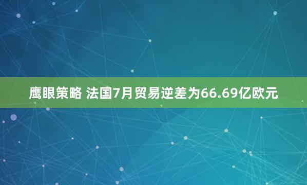 鹰眼策略 法国7月贸易逆差为66.69亿欧元